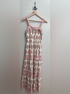 Sincerely Jules Floral Pink and Beige Boho Maxi Dress Size M